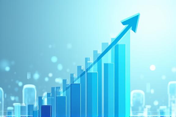 製薬会社の成功を示す上昇傾向のグラフ